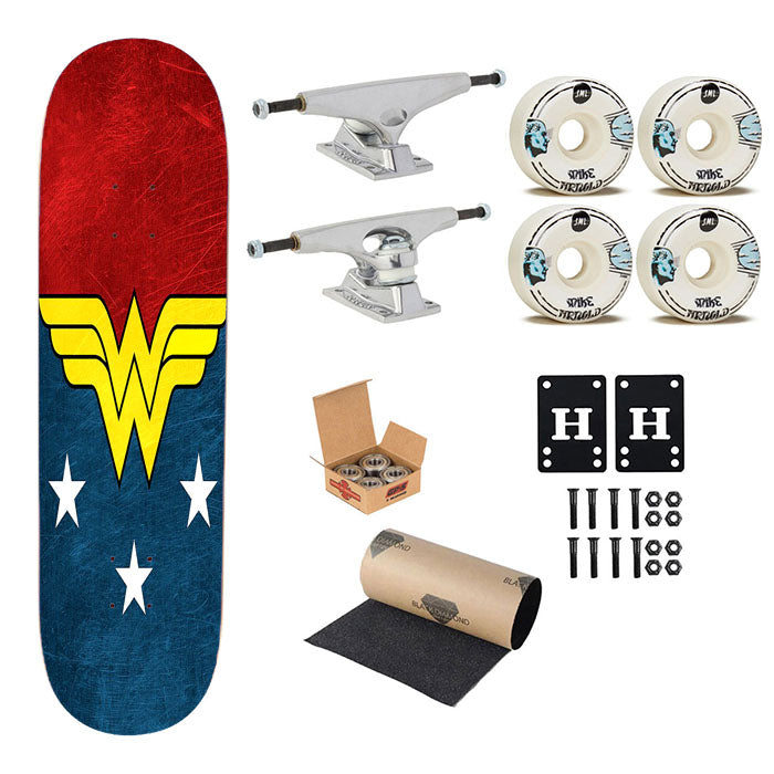 Wonder Woman Emblem Illustration Skateboard Complete Board 8.0" X 31.75"