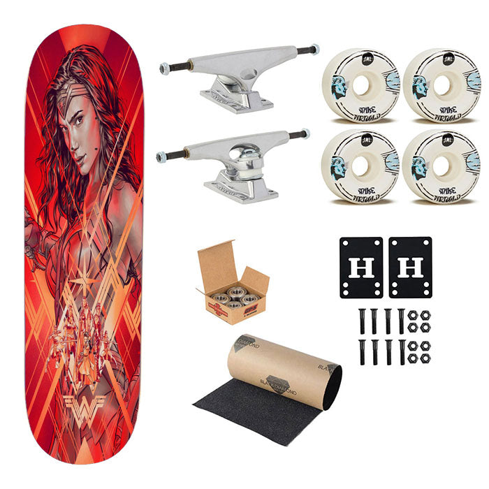 Wonder Woman Fan Art Red Wallpaper Skateboard Complete Board 8.0" X 31.75"