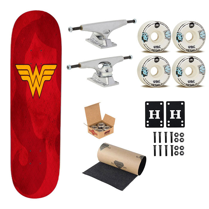 Wonder Woman Flat Grunge Skateboard Complete Board 8.0" X 31.75"
