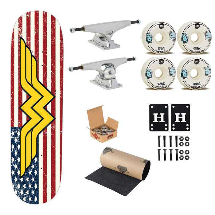 Wonder Woman Logo America Skateboard Complete Board 8.0" X 31.75"