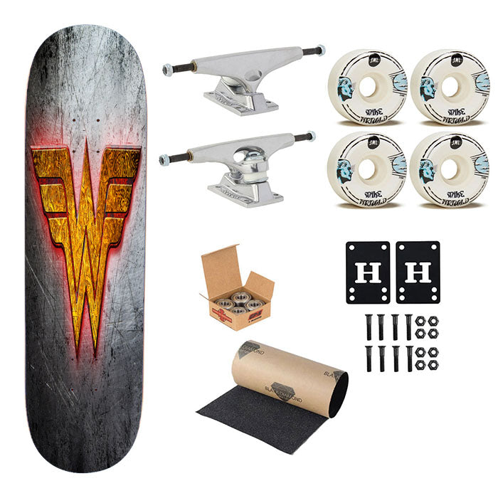 Wonder Woman Metal Logo Skateboard Complete Board 8.0" X 31.75"