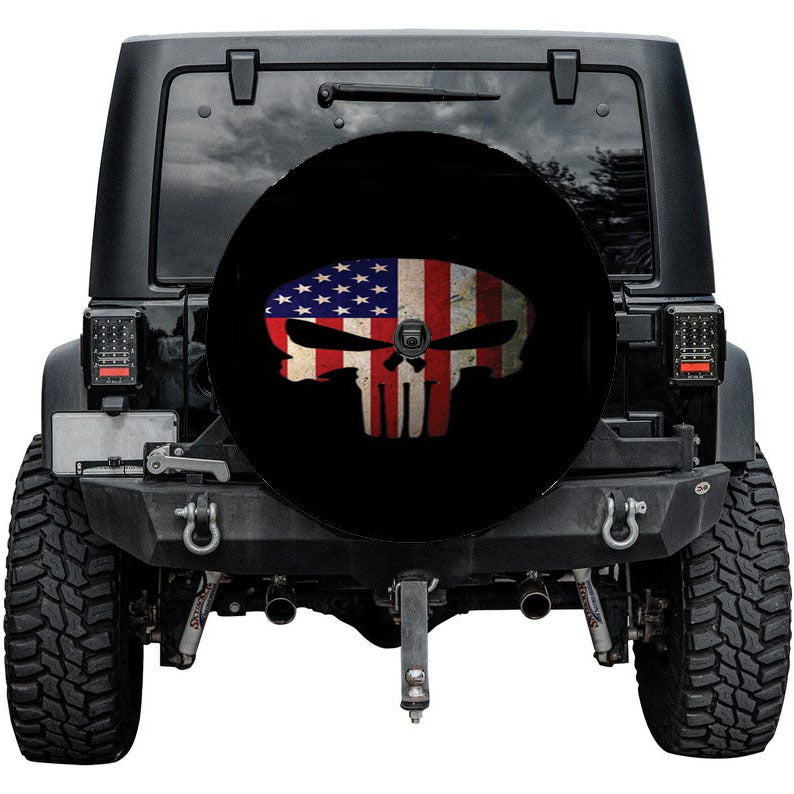 American Flag Punisher Skull Vintage Usa Cool Tire Cover
