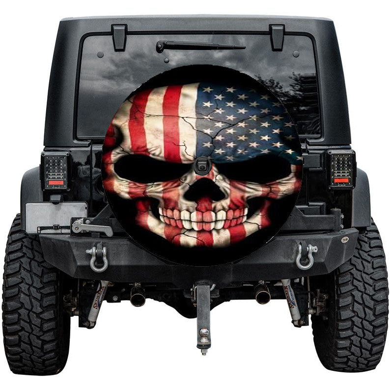 American Flag Skull Tire Cover