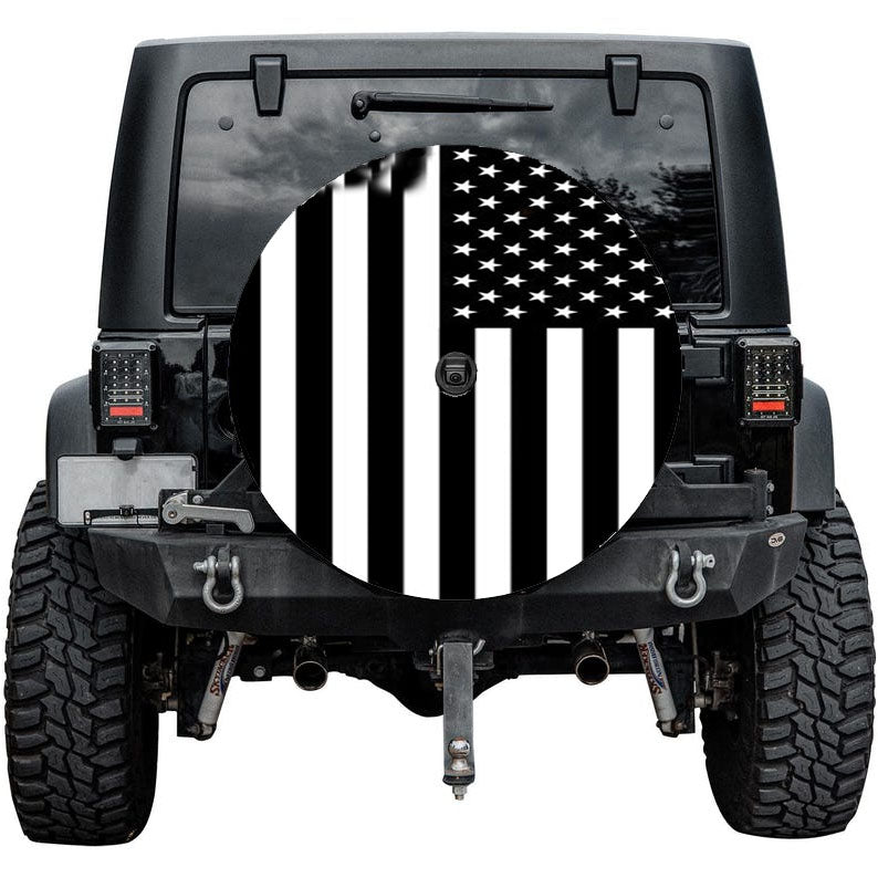 Black & White American Flag Tire Cover