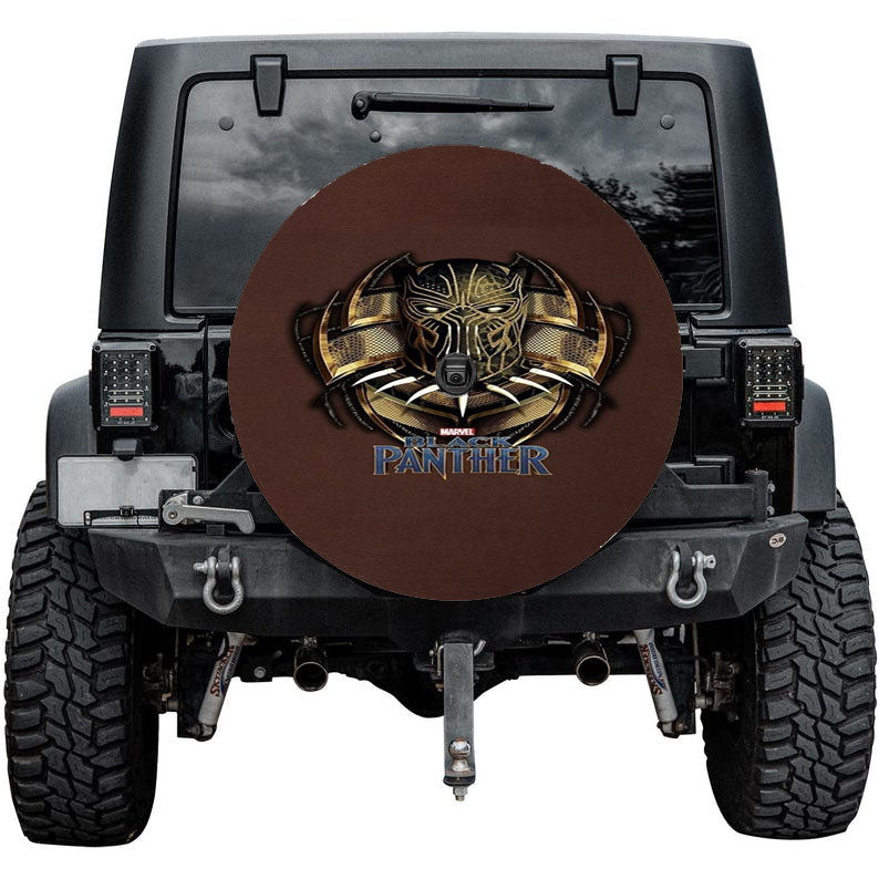 Black Panther Golden Jaguar Tire Cover