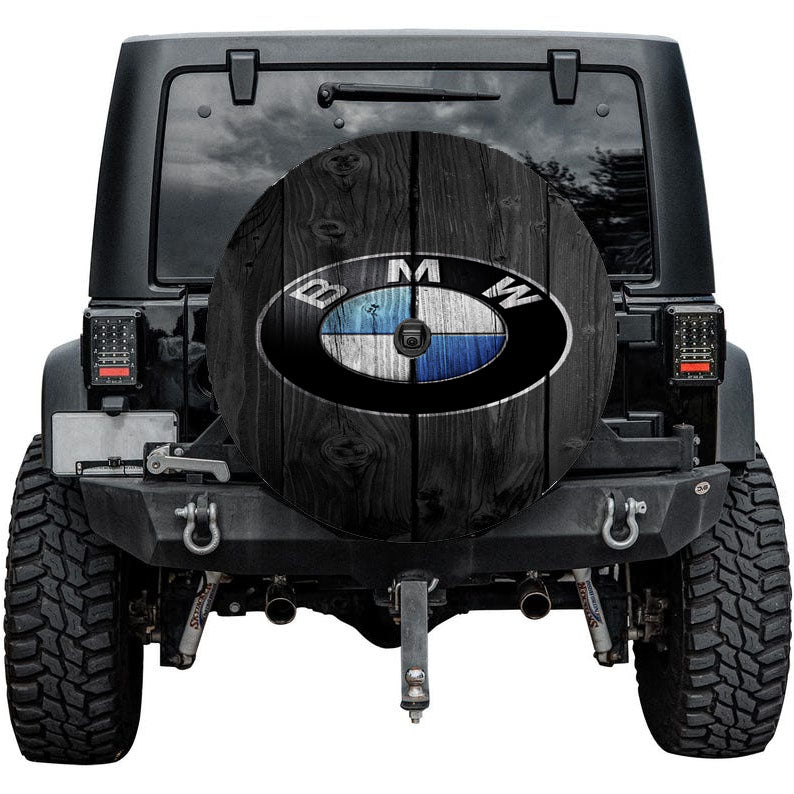 Bmw Car Logo Dark Wood Wallpaper Tire Cover