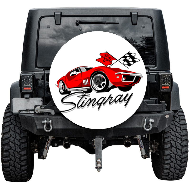 Chevy Red Car Cartoon Tire Cover