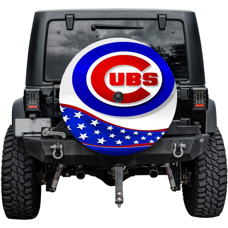 Chicago Cubs American Flag Tire Cover