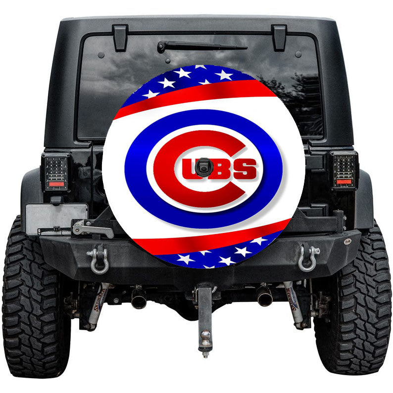 Chicago Cubs American Flag Pattern Tire Cover