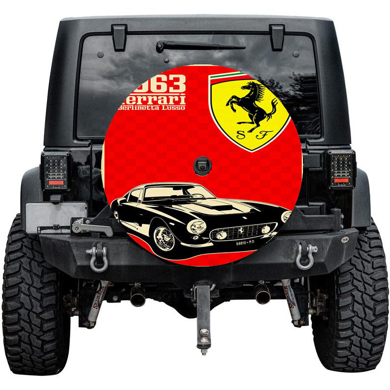 Classic Ferrari Red Tire Cover
