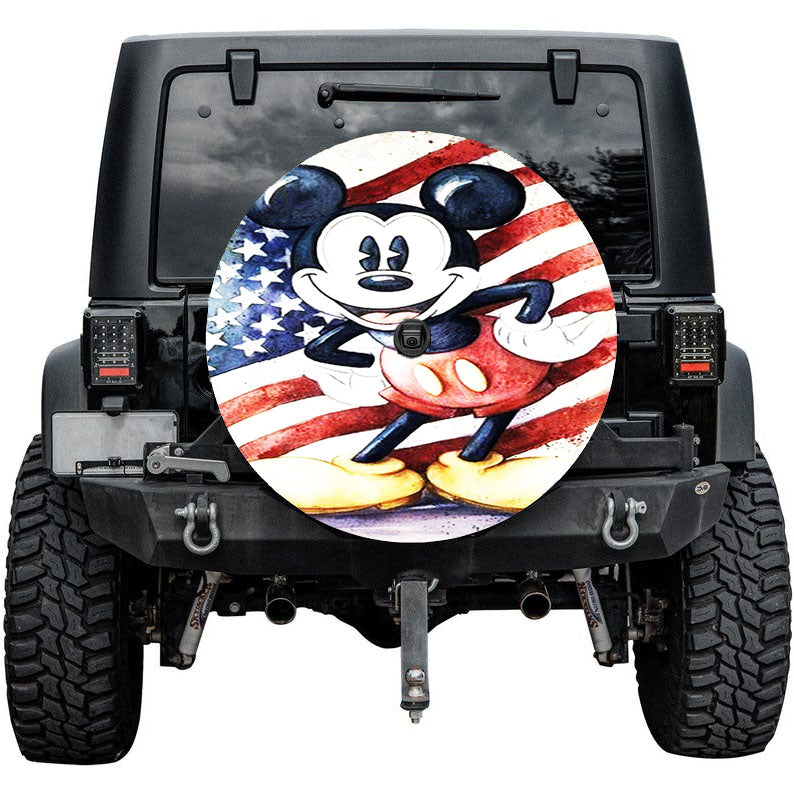 Dinsey Mickey Mouse Retro Usa Flag Tire Cover