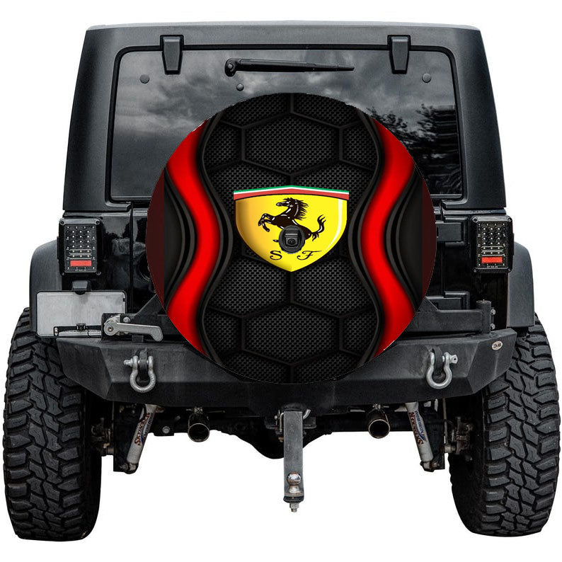Ferrari Italian Car Emblem Wallpaper Tire Cover