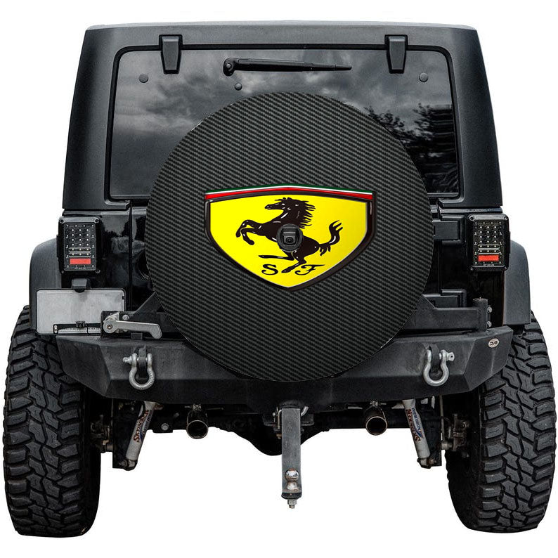 Ferrari Logo Carbon Fiber Tire Cover