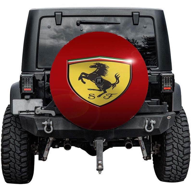 Ferrari Logo Red Background Tire Cover