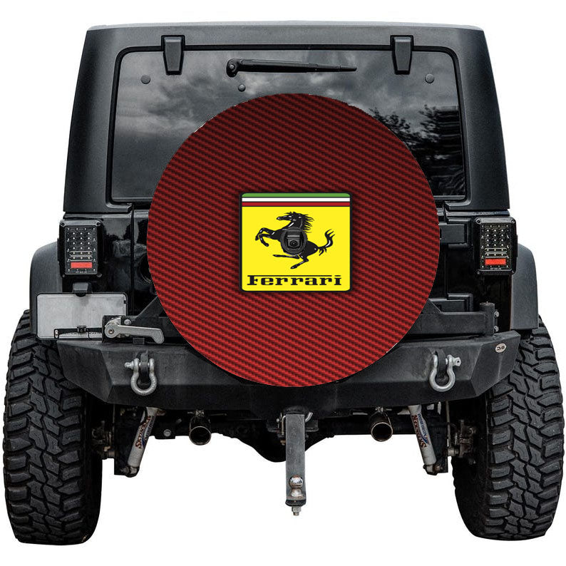 Ferrari Red Carbon Fiber Tire Cover