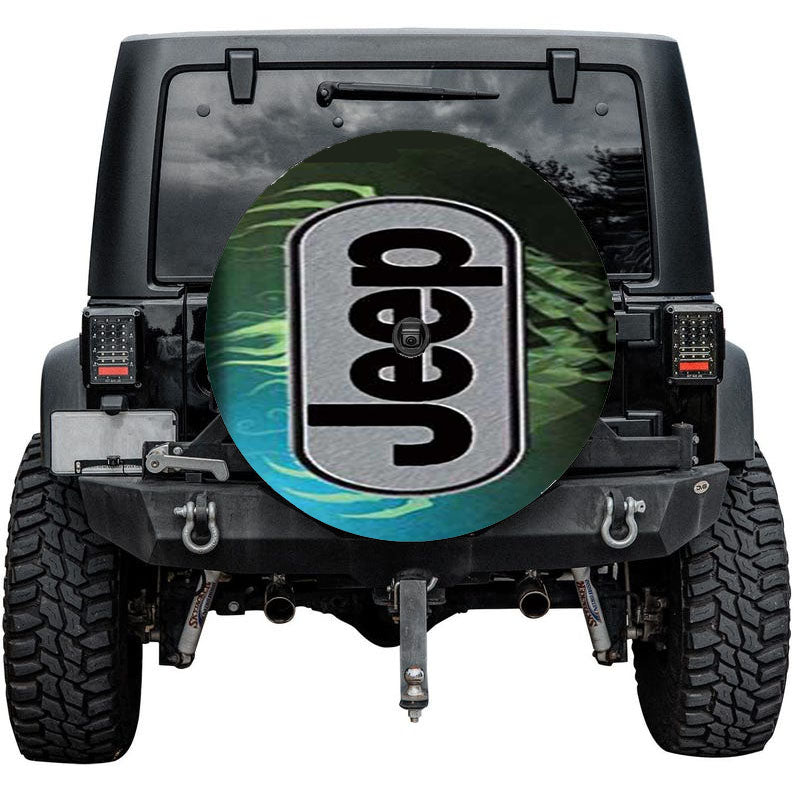 Jeep Green Flames Tire Cover