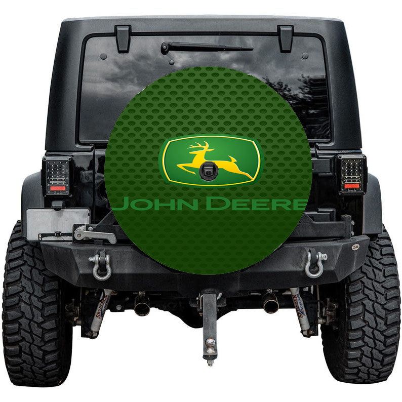 John Deere Green Carbon Fiber Logo Tire Cover