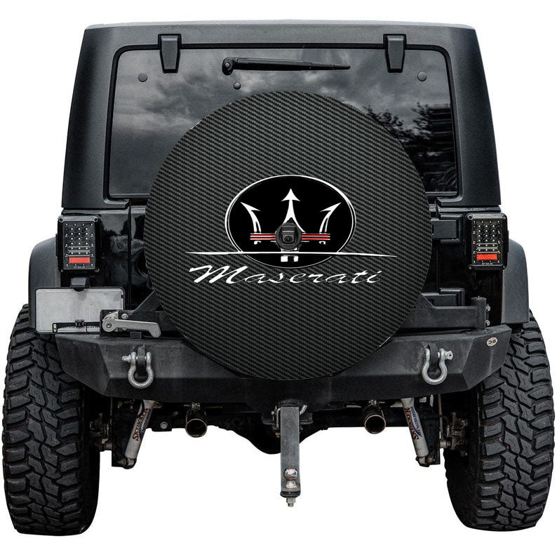 Maserati Logo Carbon Fiber Tire Cover