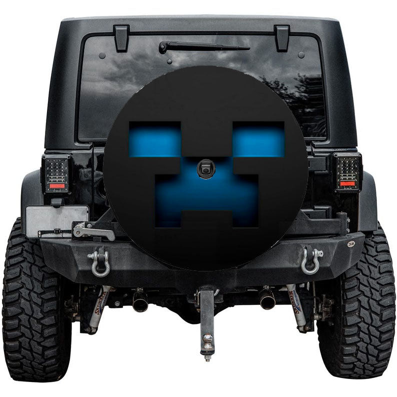 Minecraft Blue Creeper Tire Cover