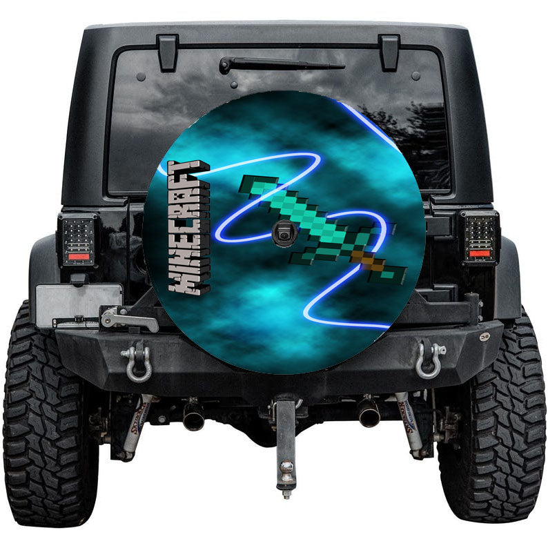 Minecraft Creeper Sword Tire Cover