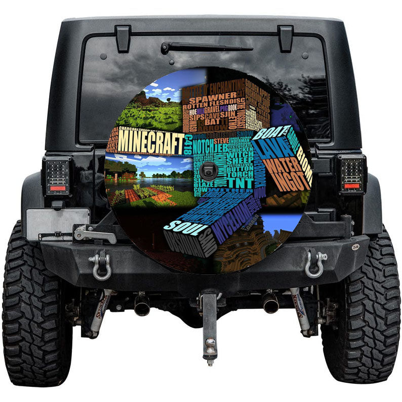 Minecraft Typography Tire Cover