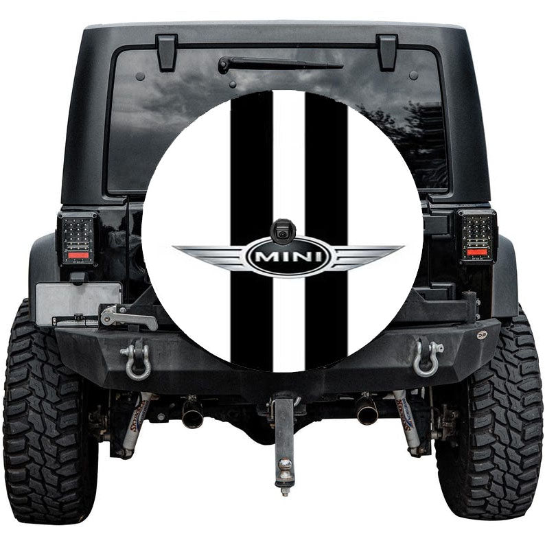 Mini Cooper Logo Black Stripes Tire Cover
