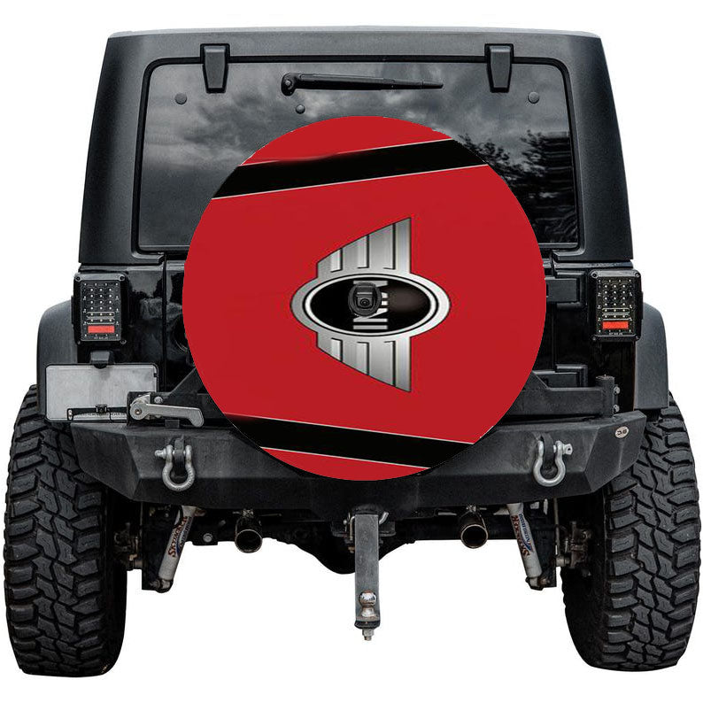 Mini Cooper Strips Chili Red Tire Cover