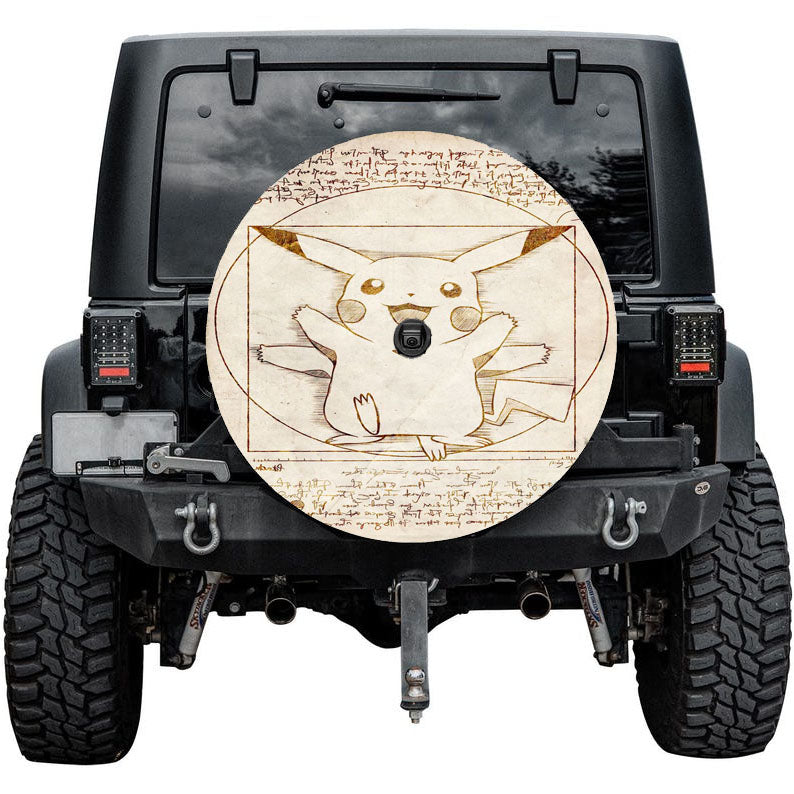 Pikachu Vitruvian Tire Cover