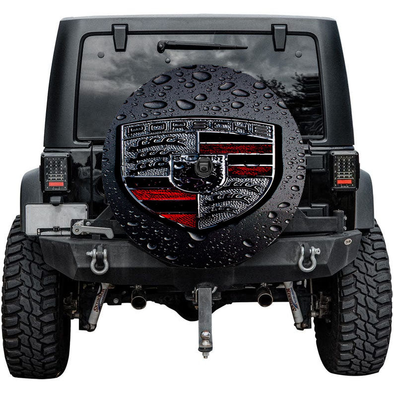 Porsche Black Rain Logo Tire Cover