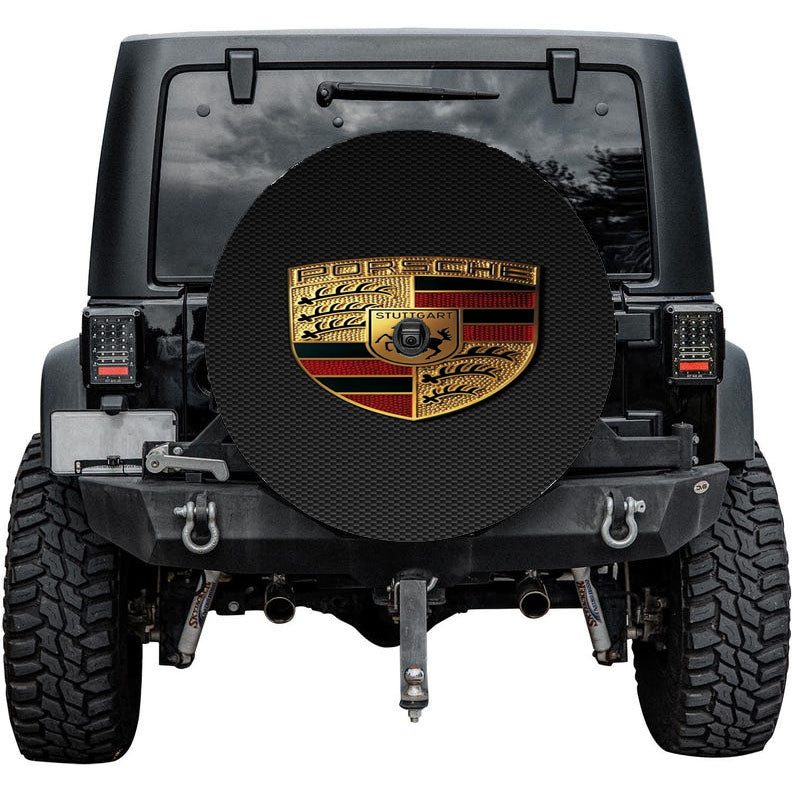 Porsche Carbon Emblem Logo Tire Cover