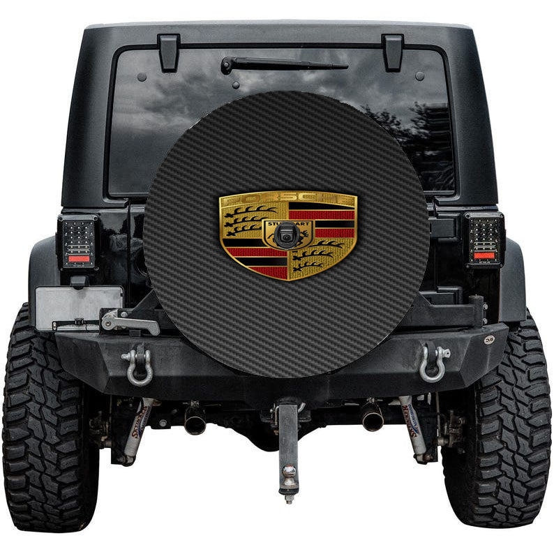 Porsche Carbon Fiber Logo Tire Cover