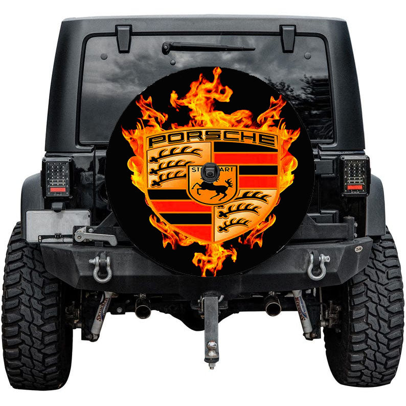Porsche Logo Decals Fire Tire Cover