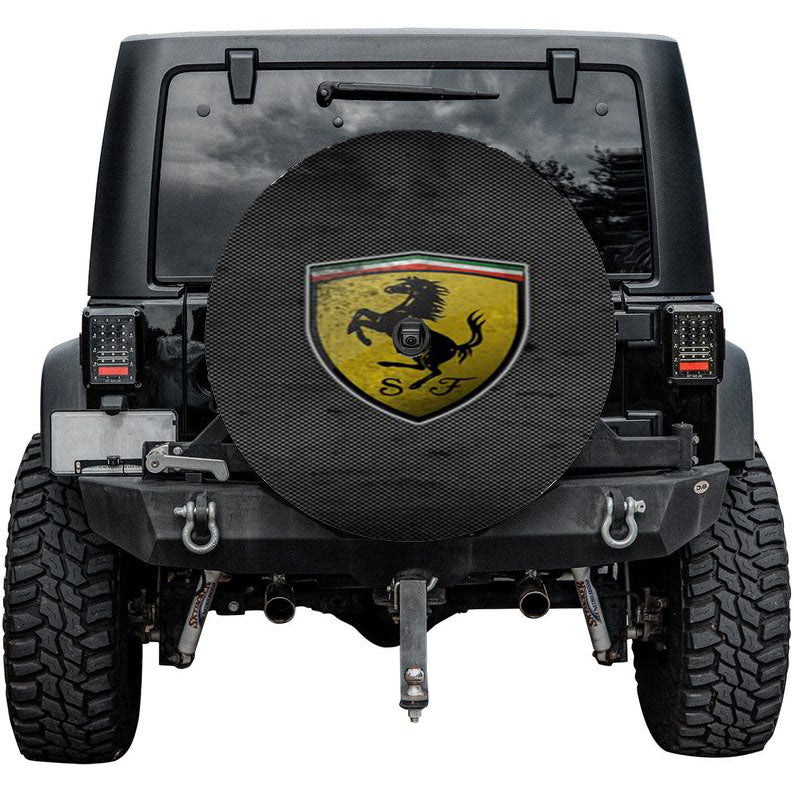 Porsche Logo Grey Background Tire Cover