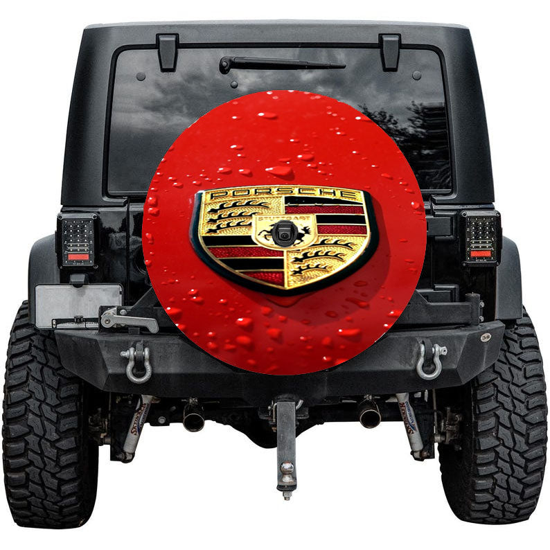 Porsche Logo Red Tire Cover