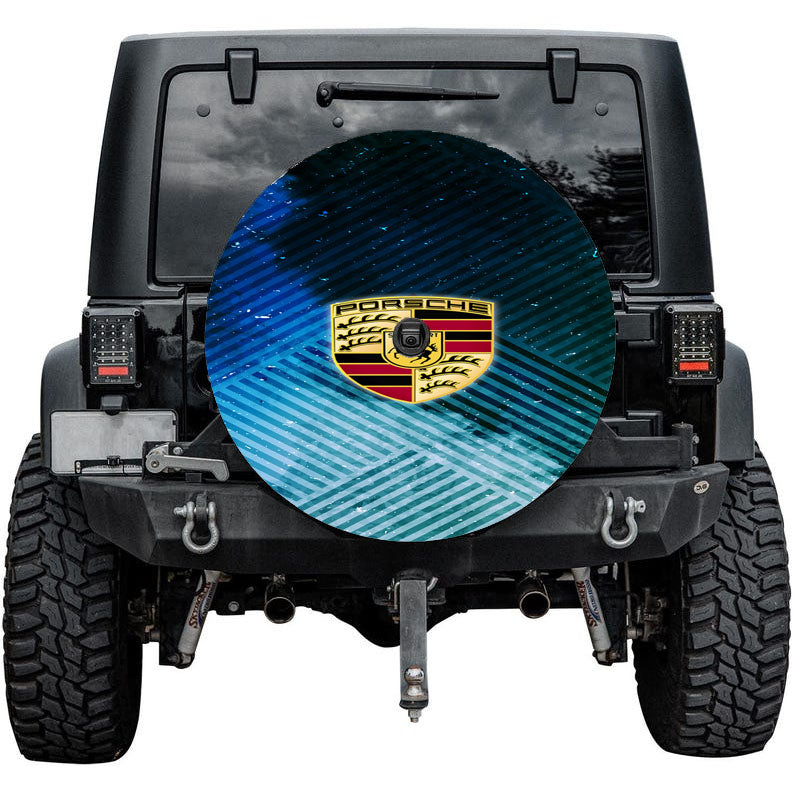 Porsche Logo Stripes Art Tire Cover