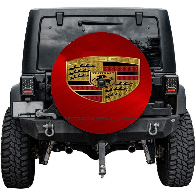 Porsche Red Design Tire Cover