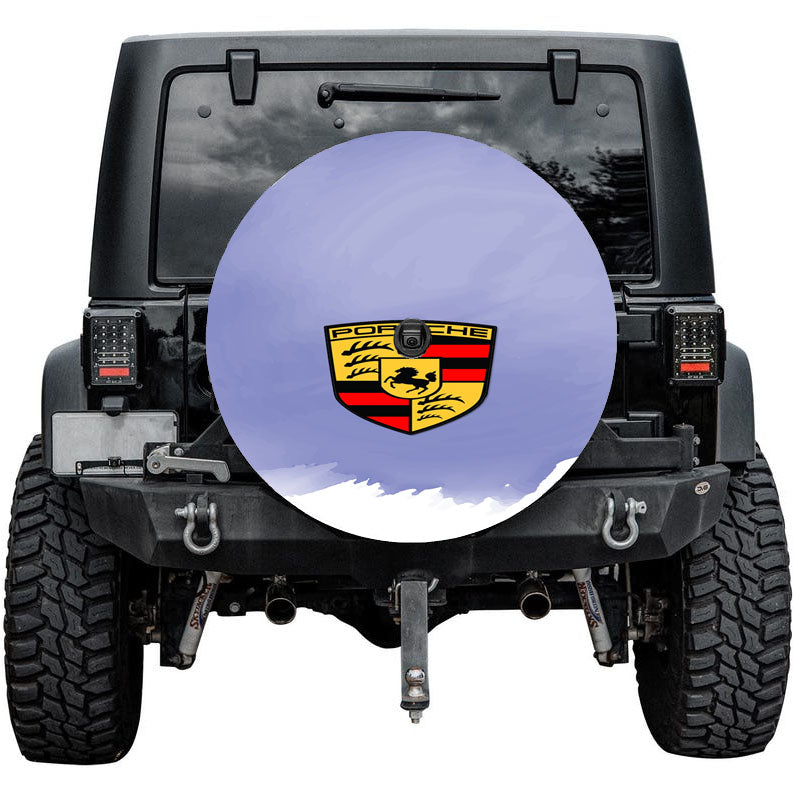 Porsche Water Color Blue Tire Cover