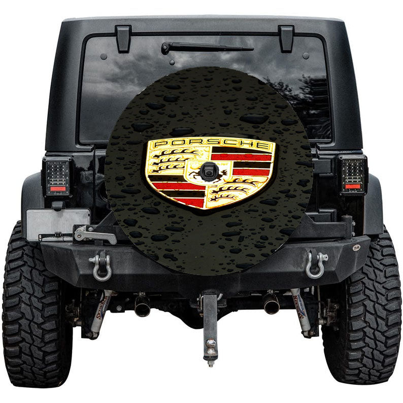 Rain Drop Porsche Logo Tire Cover