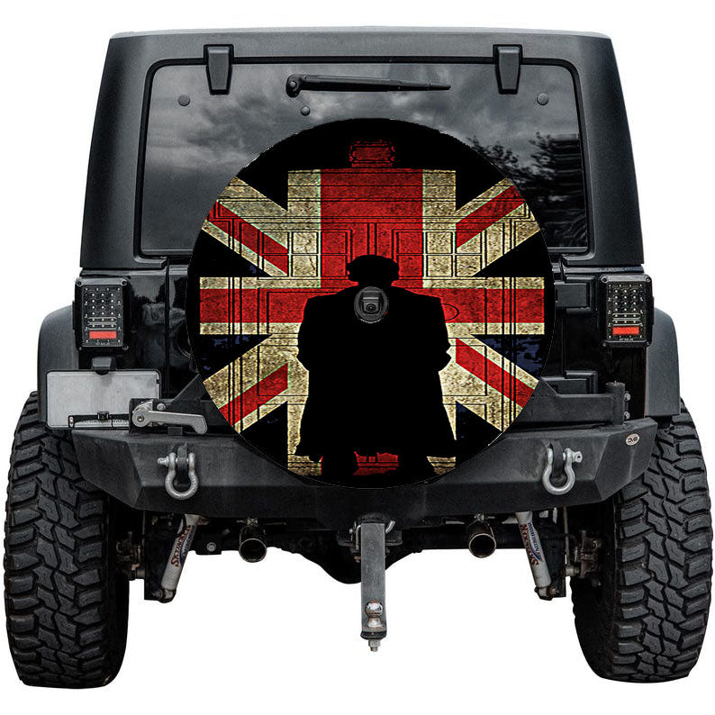 Sherlock Holmes And Union Jack Flag Tire Cover