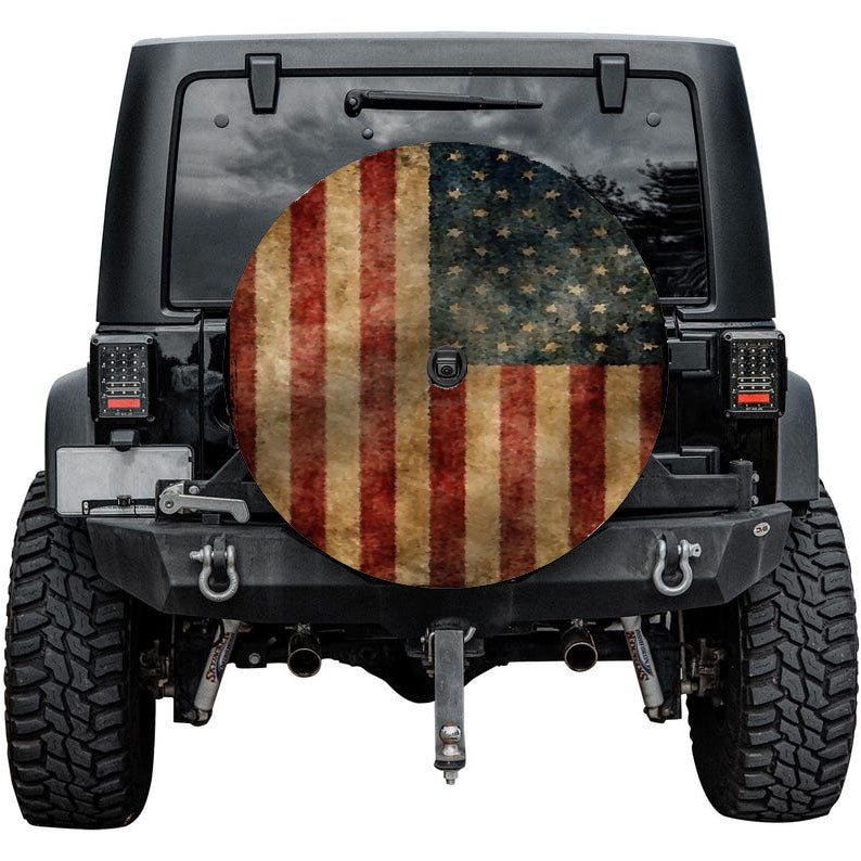 Vintage American Flag Tire Cover