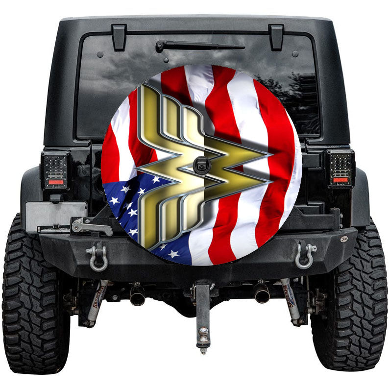Wonder Woman American Flag Tire Cover