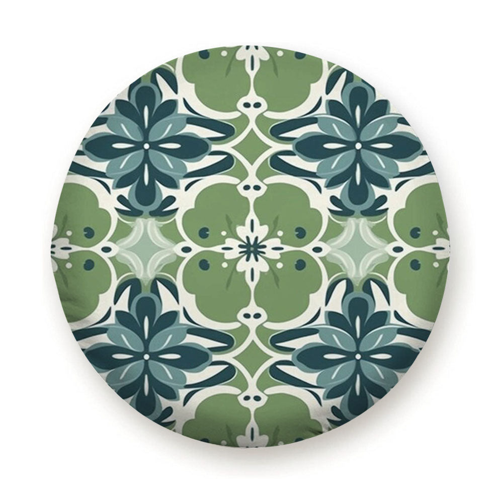 A Seamless Pattern With Blue Flowers And Green Leaves Tire Cover