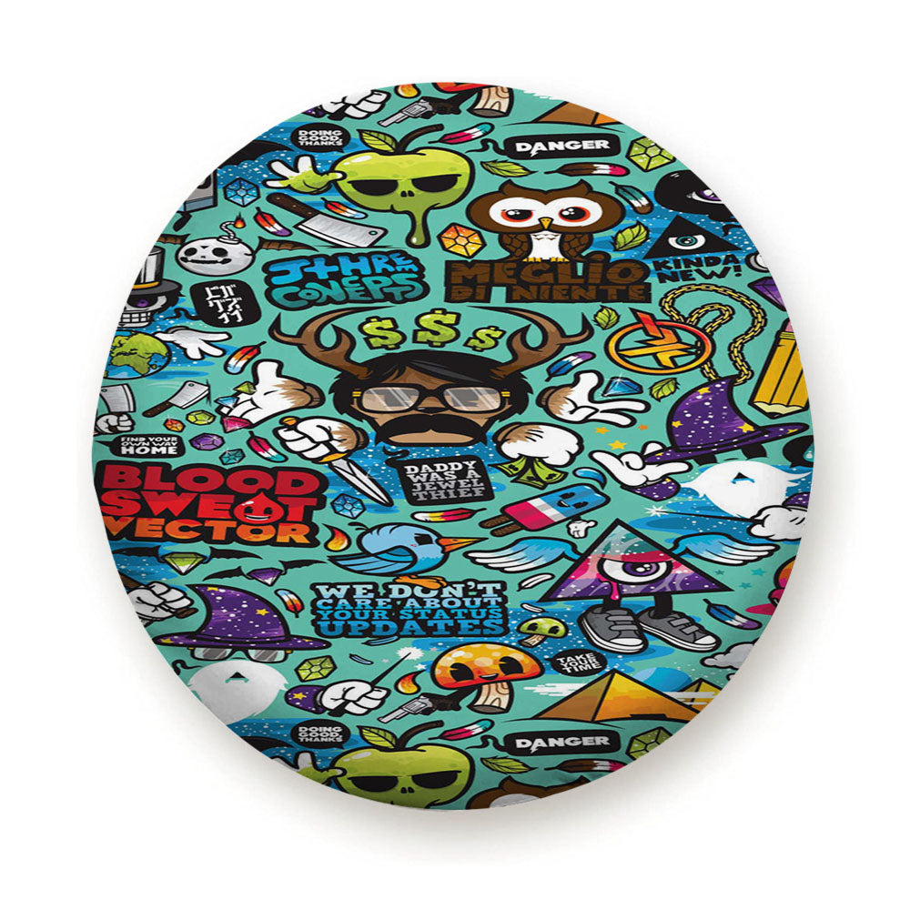 Abstract Cartoons Colorful Background Tire Cover