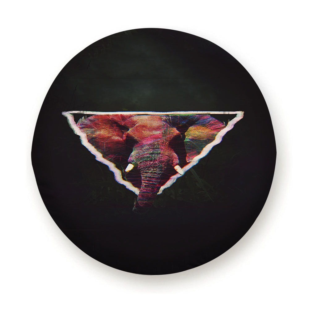 Abstract Elephant Glitch Triangle Tire Cover