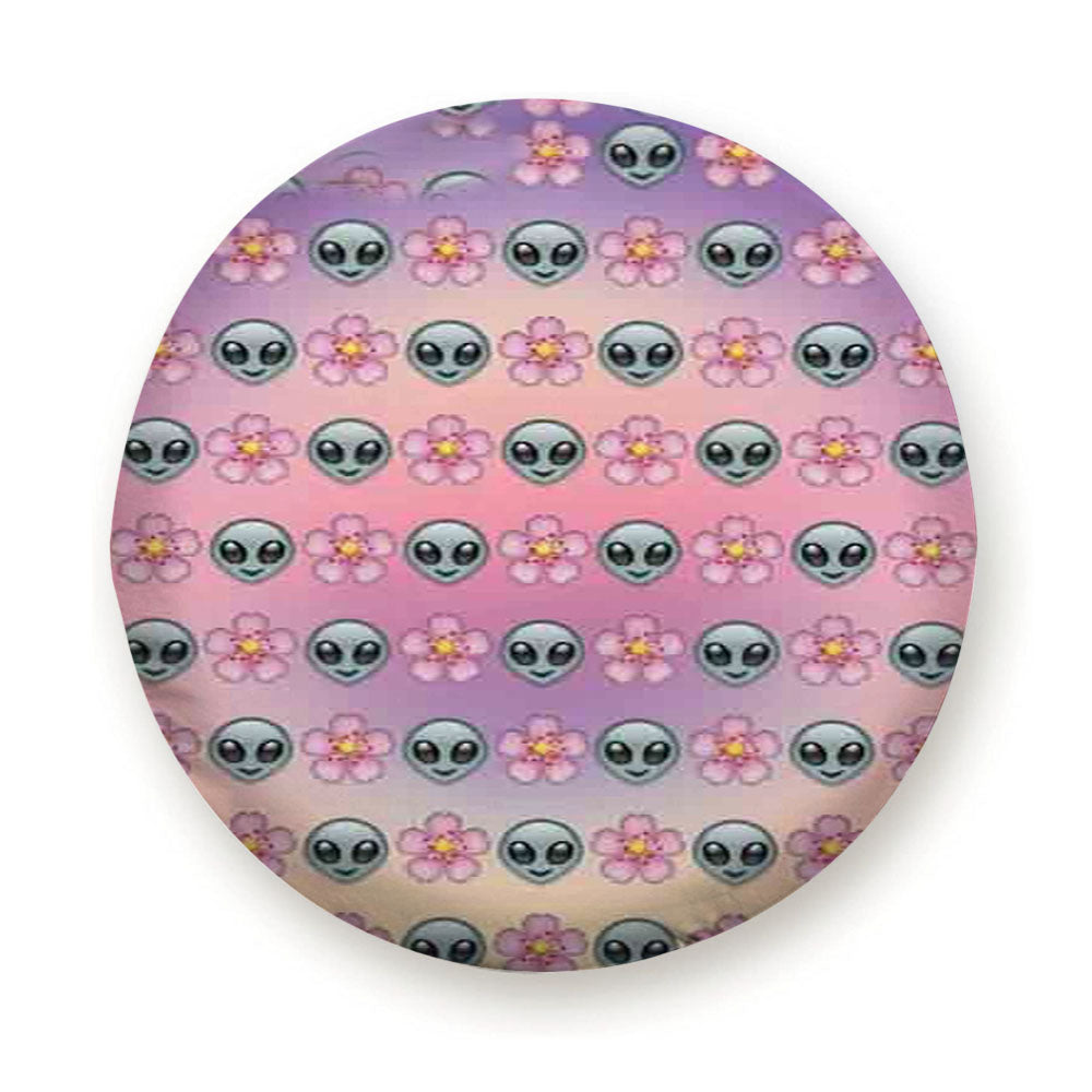 Alien Emoji Flower Tire Cover