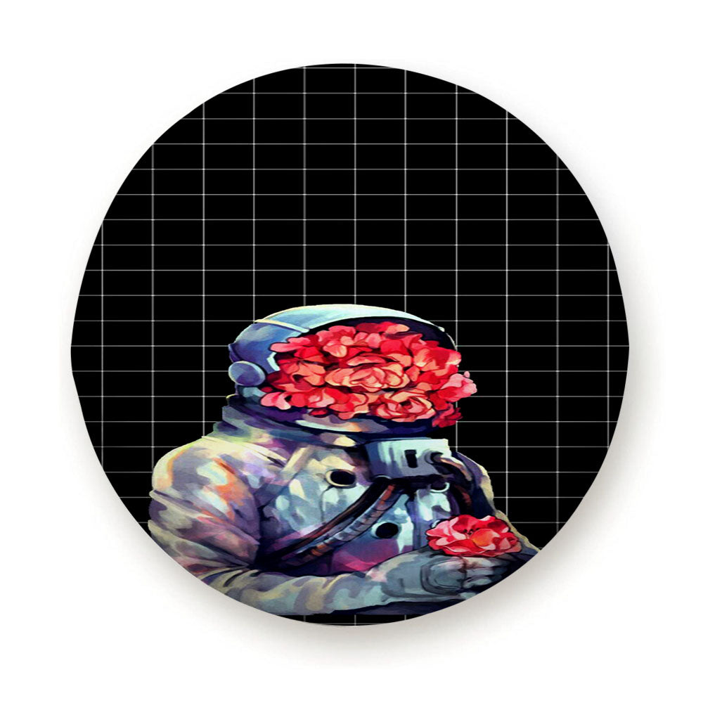 Astronauta Flower Red Square Tire Cover