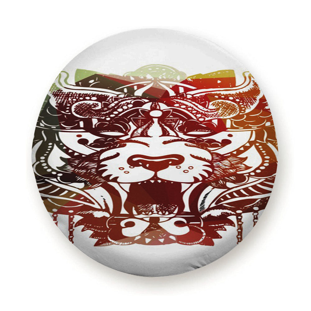 Aztec Tiger Painting Tire Cover