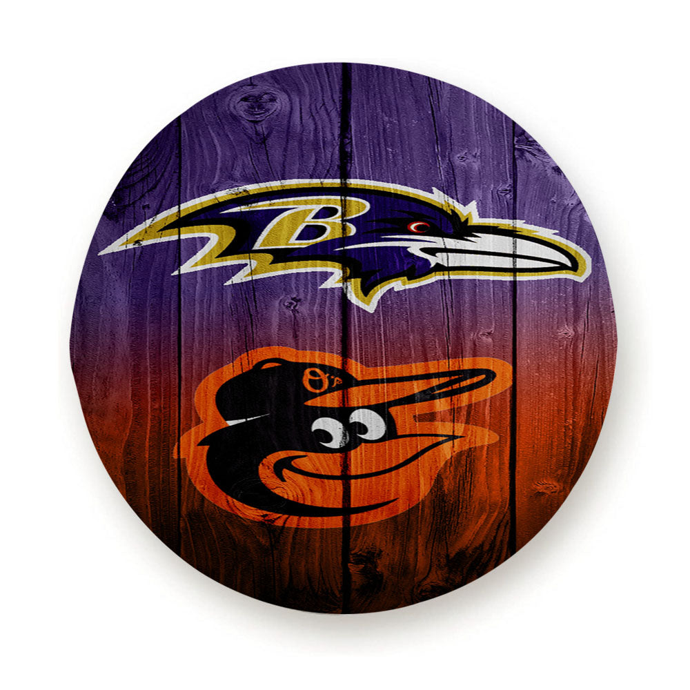 Baltimore Ravens Nfl Orioles Mlb Logo Dark Wood Tire Cover