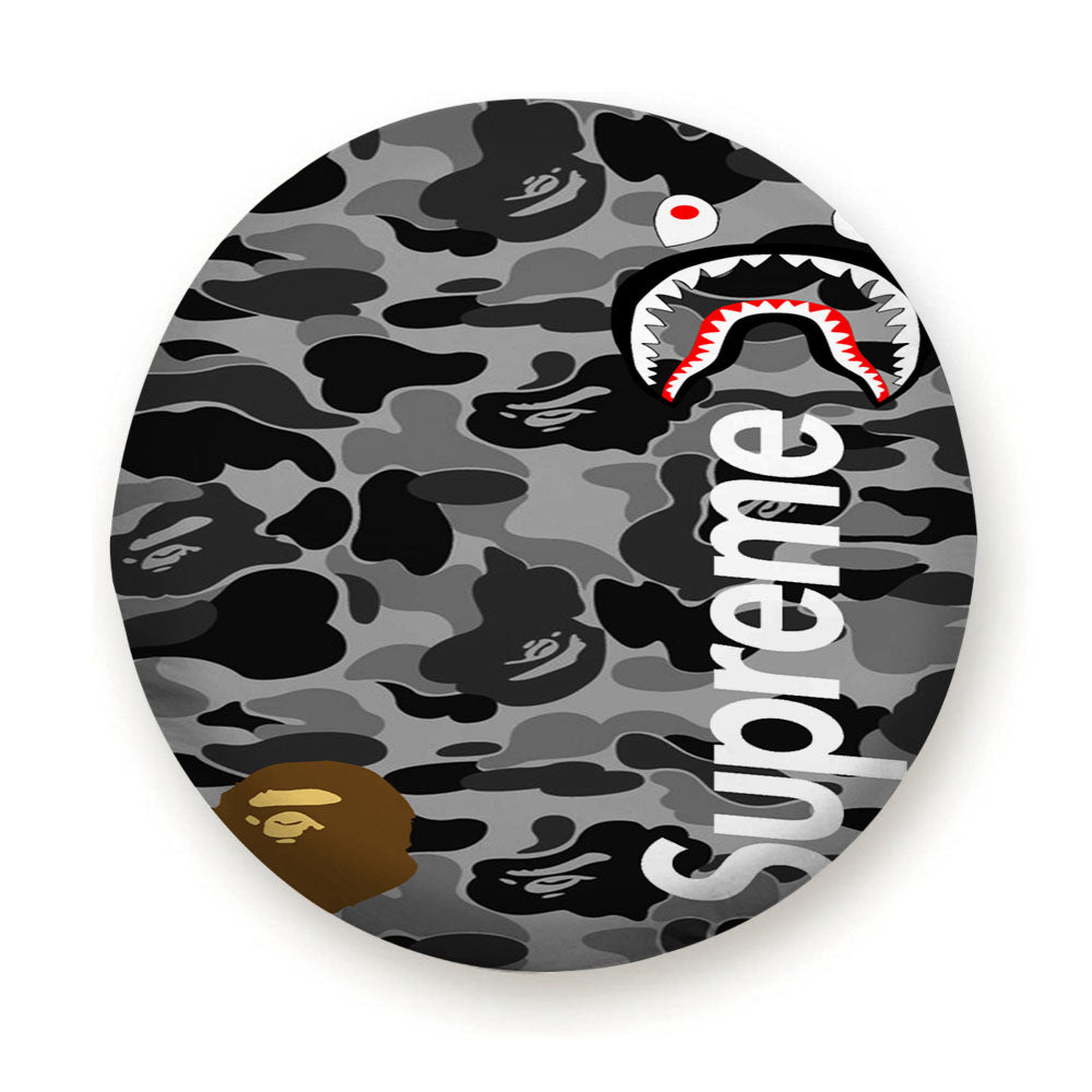 Bape Camo Shark Face Logo Grey 2 Tire Cover