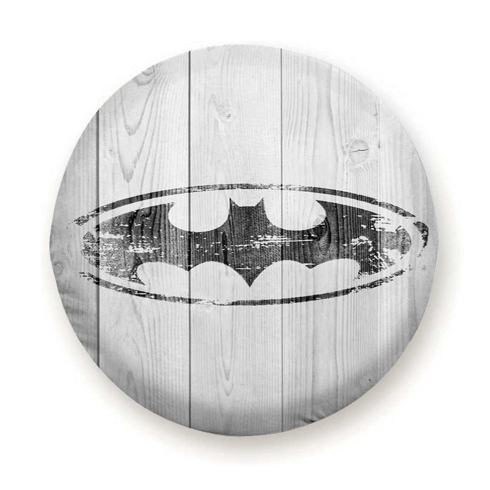 Batman Logo White Wood Wallpaper Tire Cover